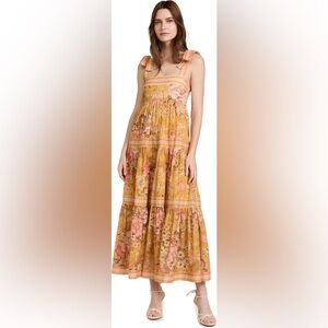 Zimmermann Floral Midi Dress in Yellow and Pink